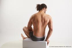 Underwear Man Black Sitting poses - simple Muscular Medium Black Sitting poses - ALL Standard Photoshoot Academic