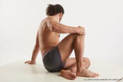 Underwear Man Black Sitting poses - simple Muscular Medium Black Sitting poses - ALL Standard Photoshoot Academic