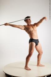 Underwear Gymnastic poses Man White Standing poses - ALL Athletic Short Brown Standing poses - simple Standard Photoshoot Academic