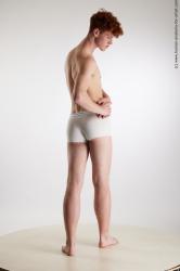 Underwear Man White Standing poses - ALL Slim Short Red Standing poses - simple Standard Photoshoot Academic