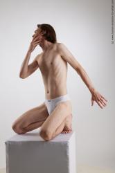 Underwear Man White Kneeling poses - ALL Slim Medium Brown Kneeling poses - on both knees Standard Photoshoot Academic