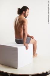 Underwear Man Black Sitting poses - simple Muscular Long Black Sitting poses - ALL Standard Photoshoot Academic