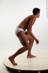 Underwear Man Black Standing poses - ALL Athletic Short Standing poses - bend over Black Standard Photoshoot Academic