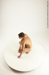 Nude Man White Kneeling poses - ALL Slim Short Brown Kneeling poses - on both knees Multi angles poses Realistic