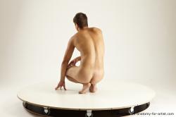 Nude Man White Kneeling poses - ALL Slim Short Brown Kneeling poses - on both knees Multi angles poses Realistic