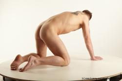 Nude Man White Kneeling poses - ALL Slim Short Brown Kneeling poses - on both knees Standard Photoshoot Realistic