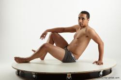 Nude Man Black Sitting poses - simple Slim Short Black Sitting poses - ALL Standard Photoshoot Realistic