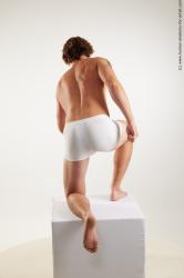 Underwear Man White Kneeling poses - ALL Athletic Medium Brown Kneeling poses - on one knee Standard Photoshoot Academic