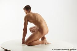 Nude Man Kneeling poses - ALL Slim Short Brown Kneeling poses - on one knee Standard Photoshoot Realistic