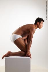 Underwear Man Black Kneeling poses - ALL Athletic Short Kneeling poses - on one knee Black Standard Photoshoot Academic
