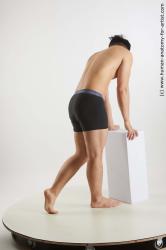 Underwear Man White Standing poses - ALL Slim Short Standing poses - bend over Black Standard Photoshoot Academic