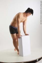 Underwear Man White Standing poses - ALL Slim Short Standing poses - bend over Black Standard Photoshoot Academic