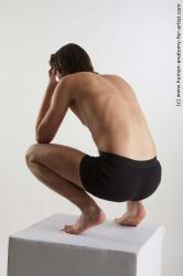 Underwear Man White Kneeling poses - ALL Slim Medium Brown Kneeling poses - on both knees Standard Photoshoot Academic