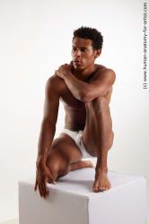 Underwear Man Black Kneeling poses - ALL Athletic Short Kneeling poses - on one knee Black Standard Photoshoot Academic