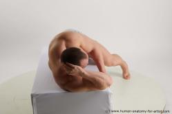 Underwear Man White Laying poses - ALL Muscular Short Brown Laying poses - on side Standard Photoshoot Academic