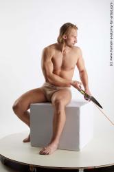 Underwear Fighting Man White Sitting poses - simple Athletic Medium Blond Sitting poses - ALL Standard Photoshoot Academic Fighting poses - ALL