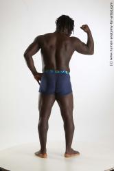 Underwear Man Black Standing poses - ALL Muscular Black Standing poses - simple Dreadlocks Standard Photoshoot Academic