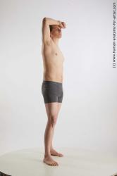 Underwear Man White Standing poses - ALL Slim Short Brown Standing poses - simple Standard Photoshoot Academic