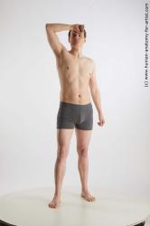 Underwear Man White Standing poses - ALL Slim Short Brown Standing poses - simple Standard Photoshoot Academic