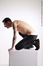 Casual Man White Kneeling poses - ALL Underweight Short Brown Kneeling poses - on one knee Standard Photoshoot Academic