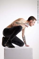 Casual Man White Kneeling poses - ALL Underweight Short Brown Kneeling poses - on one knee Standard Photoshoot Academic