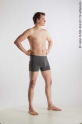 Underwear Man White Standing poses - ALL Slim Short Brown Standing poses - simple Standard Photoshoot Academic