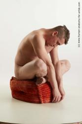 Nude Man White Sitting poses - simple Slim Short Brown Sitting poses - ALL Standard Photoshoot Realistic